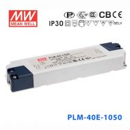 PLM-40E-1050 40W 19~38V 1050mA 输出 IP30防水塑壳PFC压线端子接线LED恒流电源