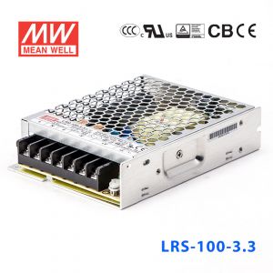 LRS-100-3.3 66W 3.3V20A单路输出超薄型低空载损耗明纬开关电源