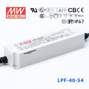 LPF-40-54  40W  54V 0.76A  恒压+恒流有PFC高效率塑壳IP67防水LED电源