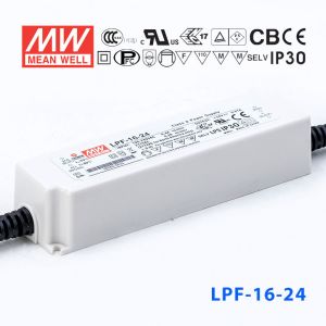 LPF-16-24  16W  24V 0.67A  恒压+恒流有PFC高效率塑壳IP30防水LED电源