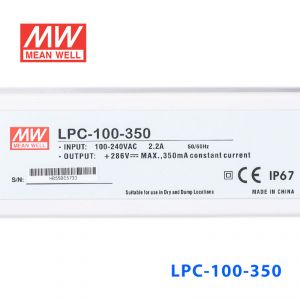 LPC-100-350    100W     350mA恒流输出明纬牌IP67防水塑壳LED电源