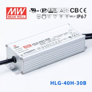 HLG-40H-30B  40W  30V 1.34A  强耐环境恒压+恒流PFC高效铝壳IP67防水LED电源(控制线三合一调光) 