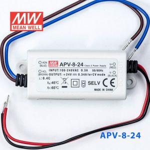 APV-8-24    8W    24V    0.34A 明纬牌恒压输出防水塑壳LED照明电源 