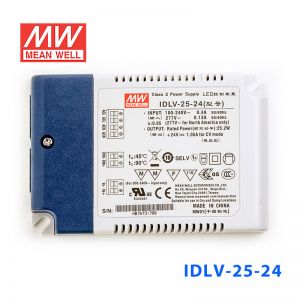 IDLV-25-24 25W 24V 1.05A 恒压输出无频闪二合一调光明纬LED开关电源