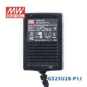 GS25U28-P1J 25W 28V0.89A 输出绿色能源明纬墙插电源适配器(美式插头) 