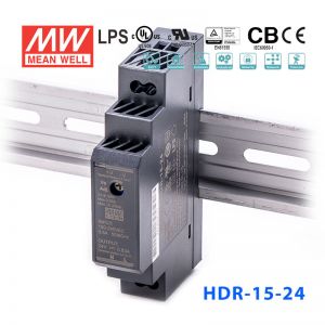 HDR-15-24  15W 24V 0.63A   单路输出明纬超薄型导轨安装电源