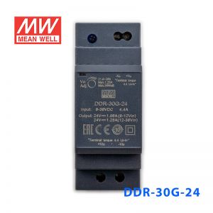 DDR-30G-24台湾明纬30W 9~36V输入 24V1.25A输出导轨型DC-DC电源