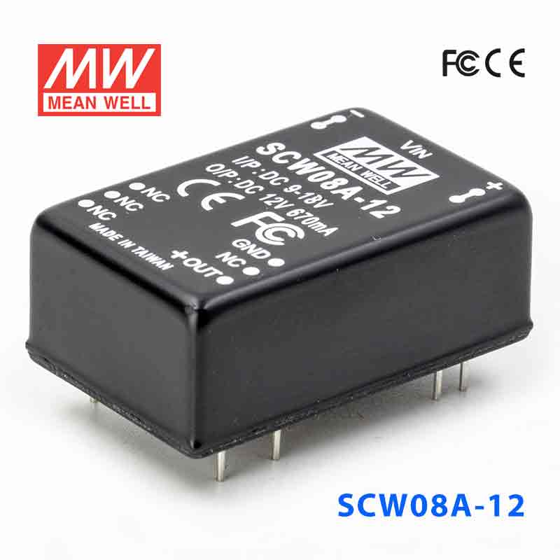 SCW08A-12  8W  9~18V  输入 12V  稳压单路输出明纬DC-DC转换模块电源