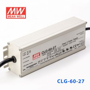 CLG-60-27   60W    27V   2.3A 恒压+可改恒流有PFC铝壳明纬IP67防水LED电源