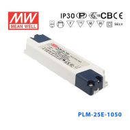 PLM-25E-1050 25W 12~24V 1050mA 输出 IP30防水塑壳PFC压线端子接线LED恒流电源