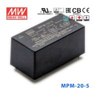 MPM-20-5台湾明纬20W 80~264V输入 5V4A输出绿色医疗基板型电源