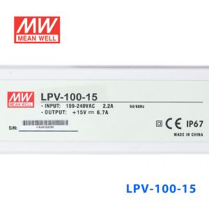 LPV-100-15   100W  15V   6.7A 明纬牌恒压输出IP67防水塑壳LED照明电源