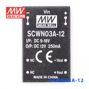 SCWN03A-12 3W  9～18V 转 12V 0.25A 非稳压单路输出DC-DC模块电源