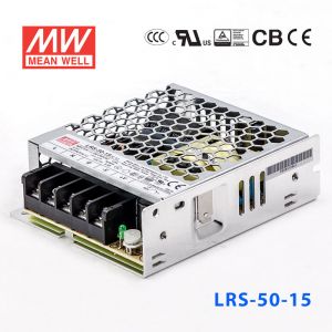 LRS-50-15 50W 12V 3.4A单路输出超薄型低空载损耗明纬开关电源