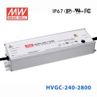 HVGC-240-2800A 240W 2800mA 88Vac 输入强耐环境PFC高效铝壳IP65防水LED恒流电源(恒流值可面板设定)