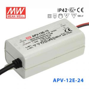 APV-12E-24  12W  24V 0.5A 明纬牌恒压输出防水塑壳LED照明电源