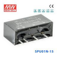SPU01N-15 1W 24V 转 15V 非稳压单路输出明纬DC-DC转换模块电源