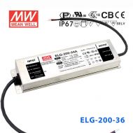 ELG-200-36A    200W 36V 5.55A   A型(电流可调/铝壳IP65/100～305Vac输入)明纬PFC防水LED电源