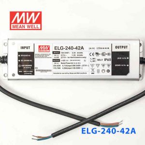 ELG-240-42A 240W 42V 5.71A   A型(电流可调/铝壳IP65/100～305Vac输入)明纬PFC防水LED电源