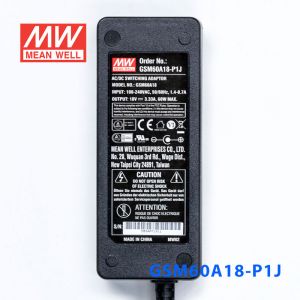 GSM60A18-P1J 60W 18V3.33A明纬高能效医疗型IEC320-C14插口电源适配器