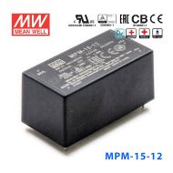 MPM-15-12台湾明纬15W 80~264V输入 12V1.25A输出医疗基板型电源