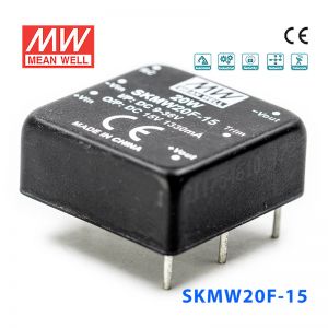 SKMW20F-15 20W 9~36V 转 15V 1.33A 非稳压单路输出明纬DC-DC模块电源