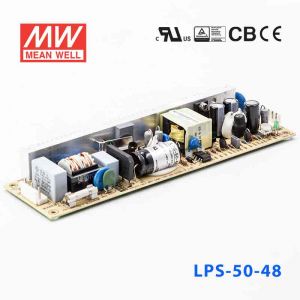 LPS-50-48  50W  48V 1.1A  单路输出无外壳窄条PCB板明纬开关电源