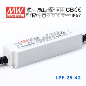 LPF-25-42  25W  42V 0.6A  恒压+恒流有PFC高效率塑壳IP67防水LED电源