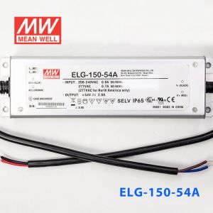 ELG-150-54A  150W  54V 2.8A  A型(电流可调/铝壳IP65/100～305Vac输入)明纬PFC防水LED电源