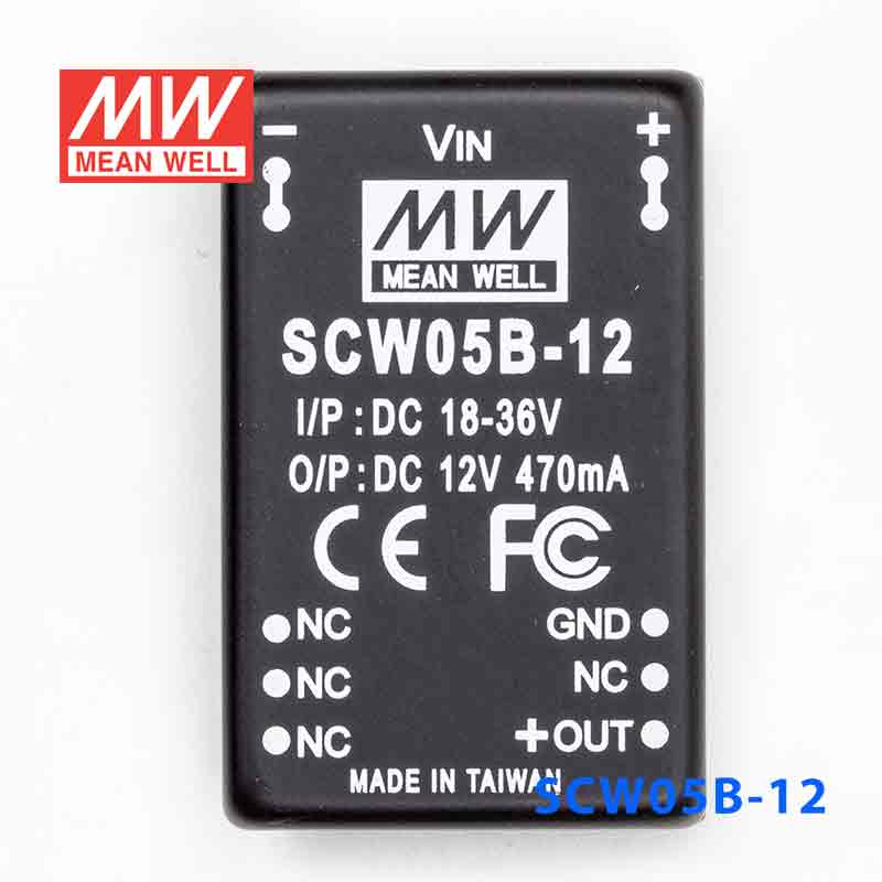 SCW05B-12  5W  18~36V  输入 12V  稳压单路输出明纬DC-DC转换模块电源