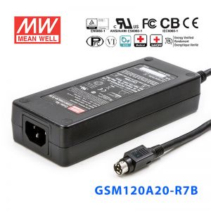 GSM120A20-R7B 120W 20V6A输出明纬高能效医疗型外置桌面型电源适配器