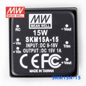 SKM15A-15  15W 9~18V  输入 15V 1A 单路稳压输出明纬DC-DC转换模块电源