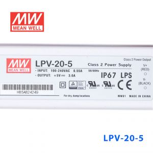 LPV-20-5   20W    5V   3A 明纬牌恒压输出IP67防水塑壳LED照明电源