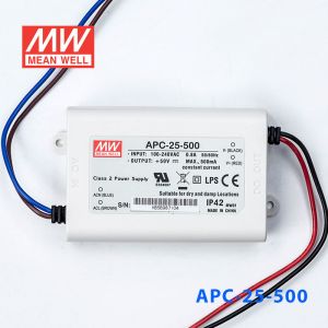 APC-25-500 25W 15-50V    500mA 明纬牌恒流输出防水塑壳LED照明电源 