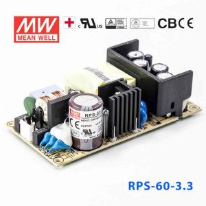 RPS-60-3.3  60W  3.3V  11A   单路输出微漏电低空载损耗小尺寸医用无外壳明纬开关电源