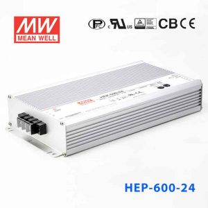 HEP-600-24   600W   24V  25A  高效率无风扇密封全灌胶恶劣环境适用明纬开关电源