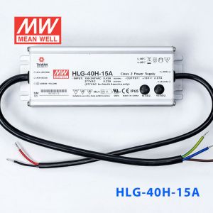 HLG-40H-15A  40W  15V 2.67A  强耐环境恒压+恒流PFC高效铝壳IP65防水LED电源(恒压恒流值可面板设定) 