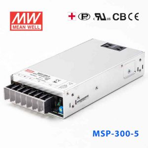 MSP-300-5  300W  5V 60A  单路输出带功率因素校正高可靠医疗型明纬开关电源