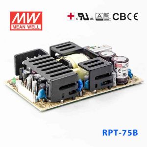 RPT-75B  75W +5V 8A  +12V 4A  -12V 1A 三 路输出绿色明纬医用无外壳电源