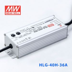 HLG-40H-36A  40W  36V 1.12A  强耐环境恒压+恒流PFC高效铝壳IP65防水LED电源(恒压恒流值可面板设定)