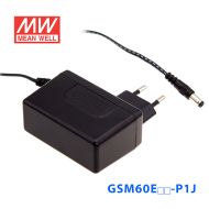 GSM60E09-P1J明纬49.5W80~264V输入9V5.5A输出薄壁挂式医疗适配器