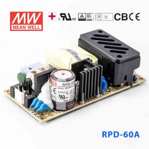 RPD-60A  60W  +5V 5.5A +12V 2.2A  双路输出微漏电低空载损耗小尺寸医用无外壳明纬开关电源