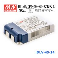 IDLV-45-24 45W 24V 1.88A 恒压输出无频闪二合一调光明纬LED开关电源