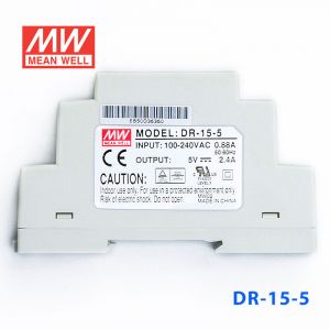 DR-15-5 12W 5V2.4A 单路输出Class II DIN导轨安装明纬开关电源