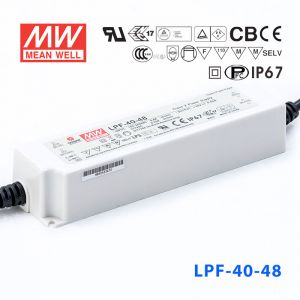 LPF-40-48  40W  48V 0.84A  恒压+恒流有PFC高效率塑壳IP67防水LED电源