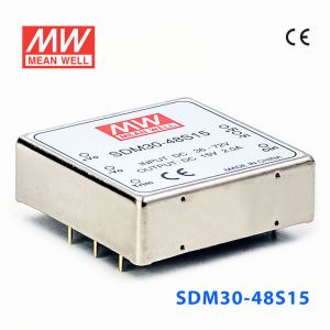 SDM30-48S15  30W  36~72V  输入  15V  稳压单路输出明纬DC-DC转换模块电源