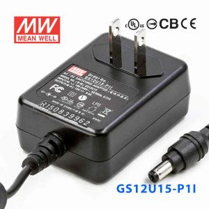 GS12U15-P1I 12W 15V0.8A 输出绿色能源明纬墙插电源适配器(美式插头) 