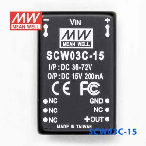 SCW03C-15  3W  36~72V  输入15V  稳压单路输出明纬DC-DC转换模块电源