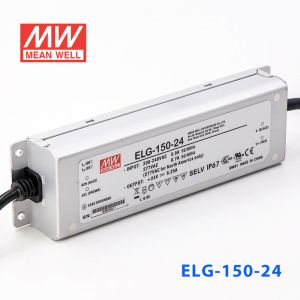 ELG-150-24 150W  24V  6.25A   基本型(线缆接线/铝壳IP67/100～305Vac输入)明纬PFC防水LED电源