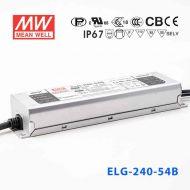 ELG-240-54D2  240W 54V 4.45A   D2型(智能调光/铝壳IP67/100～305Vac输入)明纬PFC防水LED电源